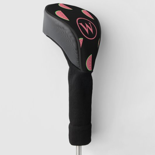 Watermelon-Scheiben-Muster Monogram Pink Black Golf Headcover (angewinkelt)