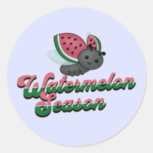 Watermelon Season Ladybug Runder Aufkleber