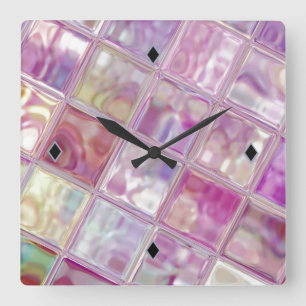 Watermelon Shimmer Digital Art Acrylic Clock Quadratische Wanduhr