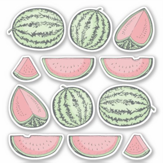 Watermelon Sketches Icons Sticker Set (Vorderseite)