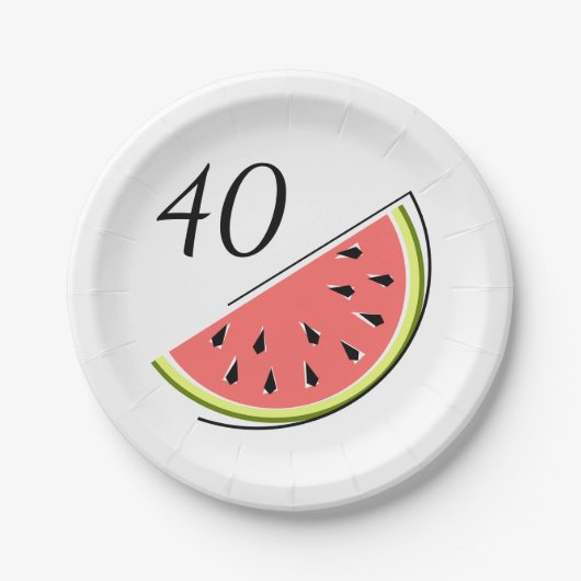 Watermelon Slice 40-Age-Papier-Teller Pappteller (Vorderseite)