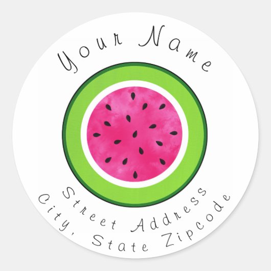 Watermelon Slice Address Label Runder Aufkleber (Vorderseite)