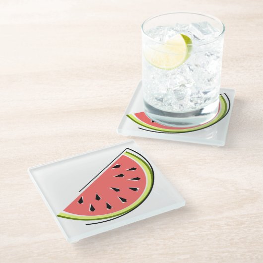 Watermelon Slice Glasuntersetzer (Schrägansicht)