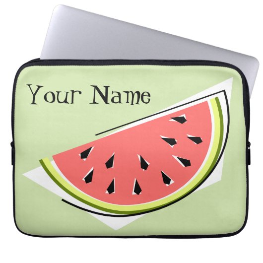 Watermelon Slice Green Name Notebook-Hülle Laptopschutzhülle (Vorderseite)