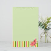 Watermelon Slice Green Stripe Klassischer Text Briefpapier (Stehend Vorderseite)
