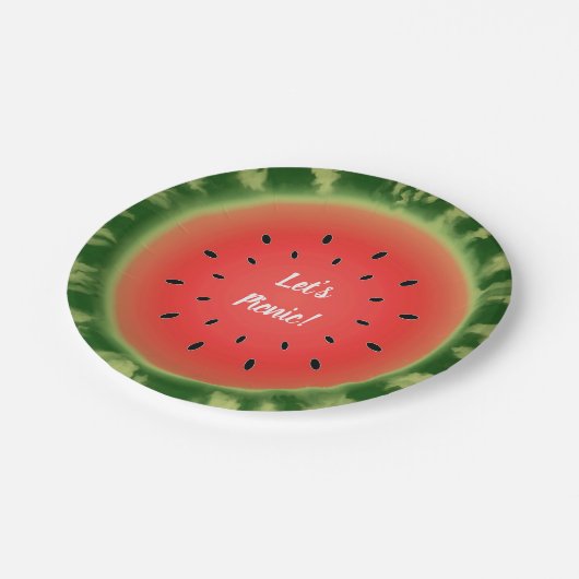 Watermelon Slice Let's Picnic Pappteller (Schrägansicht)