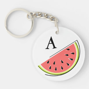 Watermelon Slice Monogram beidseitig Schlüsselanhänger