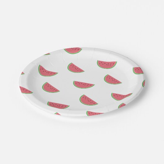 Watermelon Slice Muster Sommer Party Papier Teller (Schrägansicht)