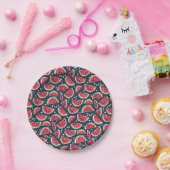 Watermelon Slice Pattern on Blue Picnic Pappteller (Party)