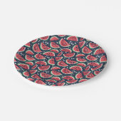 Watermelon Slice Pattern on Blue Picnic Pappteller (Schrägansicht)