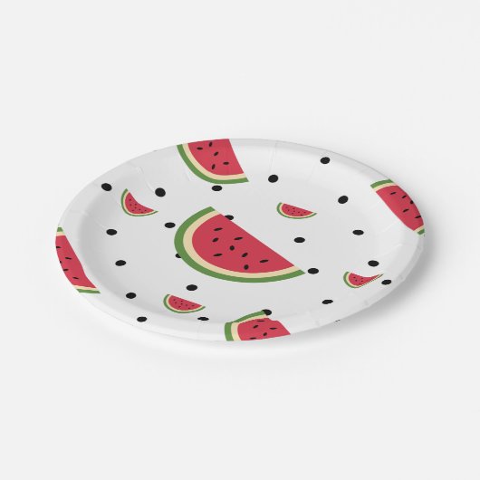 Watermelon Slice Pattern | Summer Picnic & Patriot Pappteller (Schrägansicht)