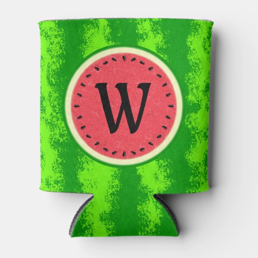 Watermelon Slice Sommer Frucht mit Rind Monogram Dosenkühler (Vorderseite)