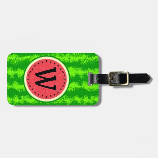 Watermelon Slice Sommer Frucht mit Rind Monogram Gepäckanhänger (Vorderseite horizontal)