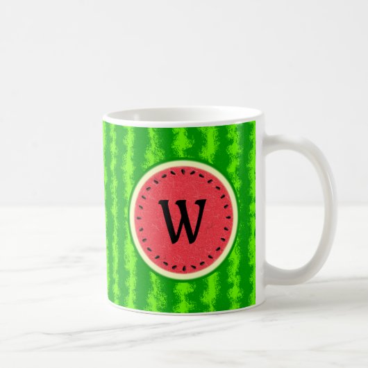 Watermelon Slice Sommer Frucht mit Rind Monogram Kaffeetasse (Rechts)