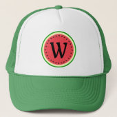Watermelon Slice Sommer Frucht mit Rind Monogram Truckerkappe (Vorderseite)