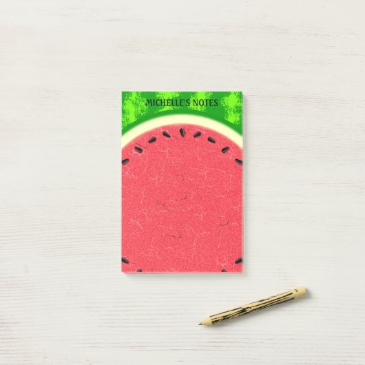 Watermelon Slice Sommer Früchte mit Rind Post-it Klebezettel (Auf Schreibtisch)