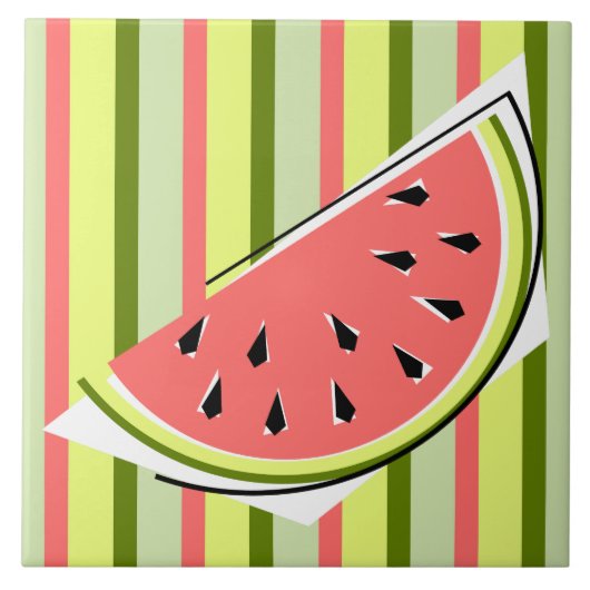 Watermelon Slice Stripe Classic Fliese (Vorderseite)