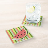 Watermelon Slice Stripe Classic Glasuntersetzer (Schrägansicht)