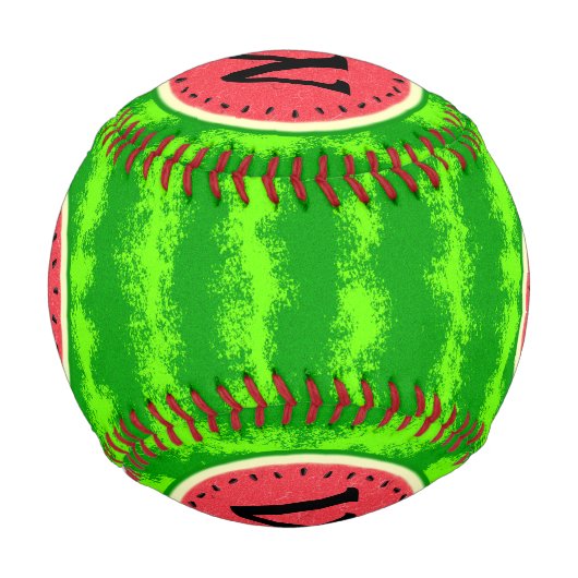 Watermelon Slice Summer Fruit mit Rind Monogram Baseball (Vorderseite)