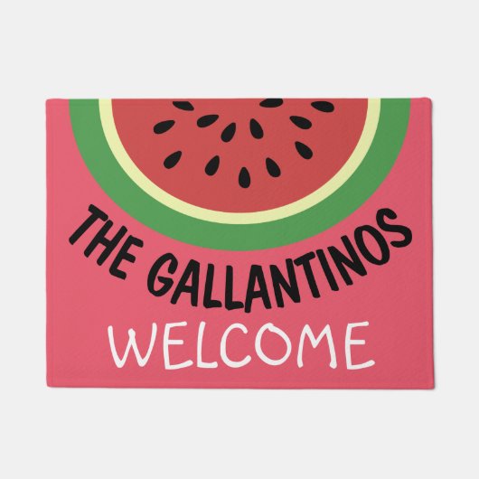 Watermelon Slice Welcome Doormat Personalized Name Fußmatte (Vorderseite)