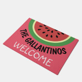 Watermelon Slice Welcome Doormat Personalized Name Fußmatte (Schrägansicht)