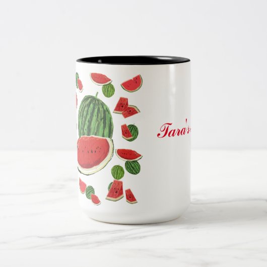 Watermelon Slice Zweifarbige Tasse (Mittel)