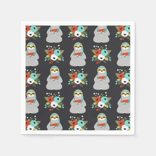 Watermelon Sloth Pattern Serviette (Vorderseite)