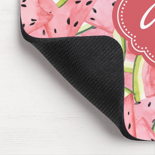 Watermelon Sommer Frische Muster mit Monogramm Mousepad (Ecke)