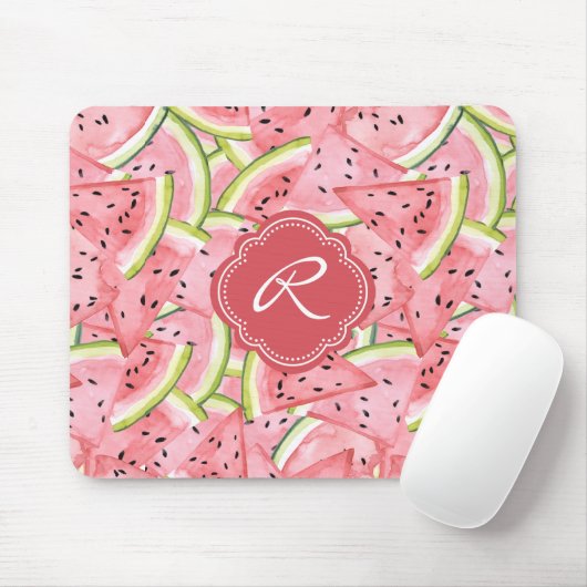 Watermelon Sommer Frische Muster mit Monogramm Mousepad (Mit Mouse)