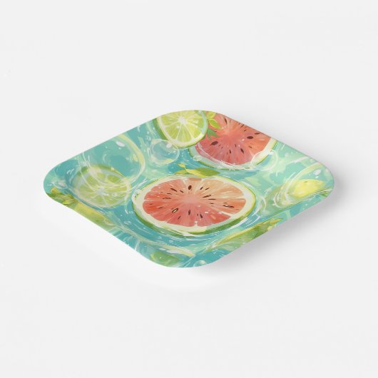 Watermelon Splash Pappteller (Gewinkelt)
