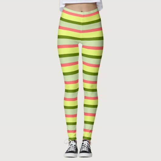 Watermelon Streifen Klassische Leggings (Vorderseite)