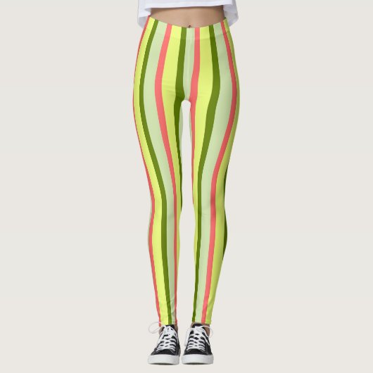 Watermelon Streifen Klassische Leggings (Vorderseite)