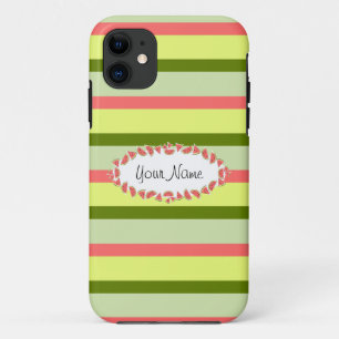 Watermelon Streifen Klassisches Oval "Name" Case-Mate iPhone Hülle
