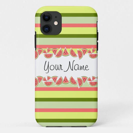 Watermelon Stripe Classic Ihr Name iPhone Fall Case-Mate iPhone Hülle (Rückseite)