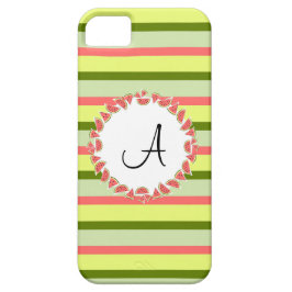 Watermelon Stripe Classic "Monogram" iPhone 5 Fall 11 Hülle