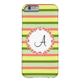 Watermelon Stripe Classic "Monogram" iPhone Gehäus 15 Hülle