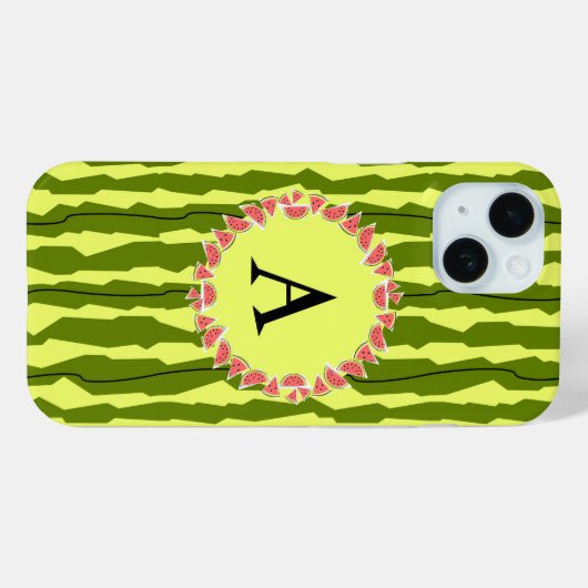 Watermelon Stripe 'Monogram' iPhone case (Rückseite (Horizontal))