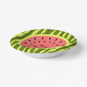 Watermelon Stripe Pink Happy Birthday Pappteller (Gewinkelt)