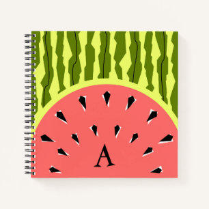 Watermelon Stripe Pink Monogram Notizblock