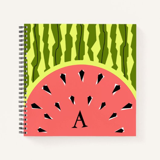 Watermelon Stripe Pink Monogram Notizblock (Vorderseite)