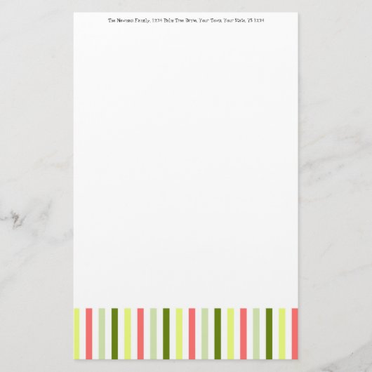 Watermelon Stripe Thin Text Briefpapier (Vorderseite)