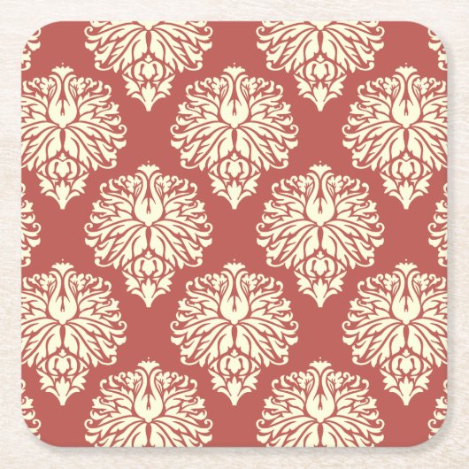 Watermelon Südliche Hütte Damask Rechteckiger Pappuntersetzer (Vorderseite)