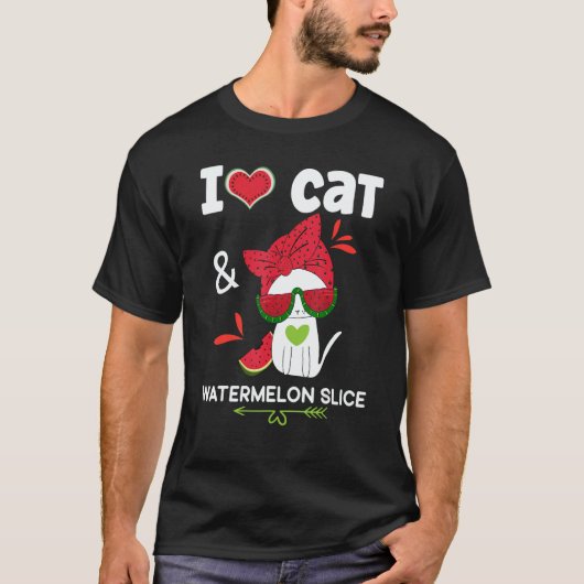 Watermelon Summer  Cat Sunglasses  Watermelon T-Shirt (Vorderseite)