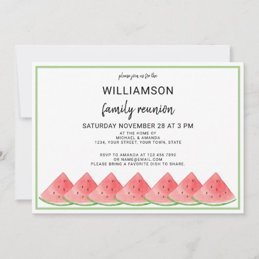 Watermelon Summer Family Wiedersehen Einladung (Vorderseite)