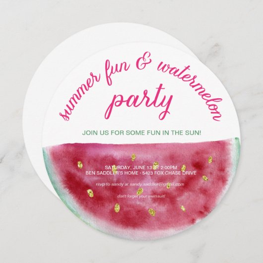Watermelon Summer Fusion Party Einladung (Vorne/Hinten)