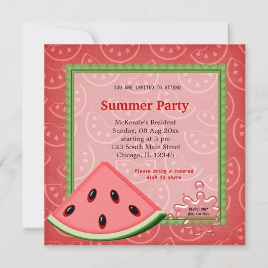 Watermelon Summer Party Einladung (Vorderseite)