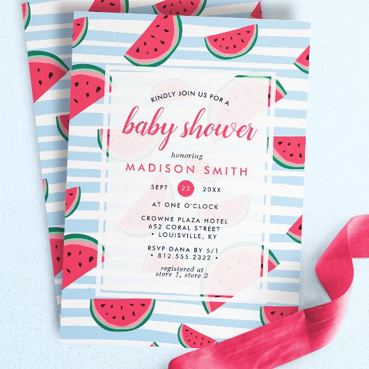 Watermelon Summer Pink Green Fruit Baby Dusche Einladung