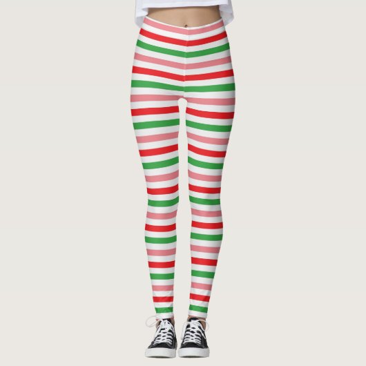 Watermelon Summer Stripes Digitales Papier Leggings (Vorderseite)