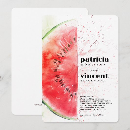 Watermelon Summer Wedding Einladung (Vorne/Hinten)