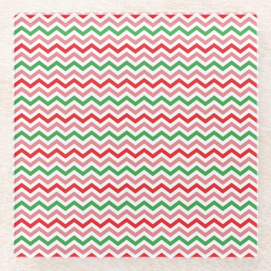 Watermelon Summer Zigzag Streifen Muster-56209 Glasuntersetzer (Vorderseite)